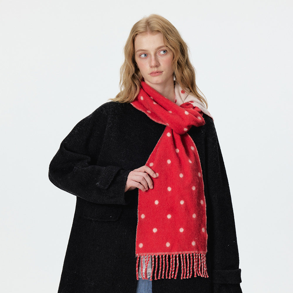Reversible Polka Dot Fringe Scarf - DippedShop Wholesale - #2451