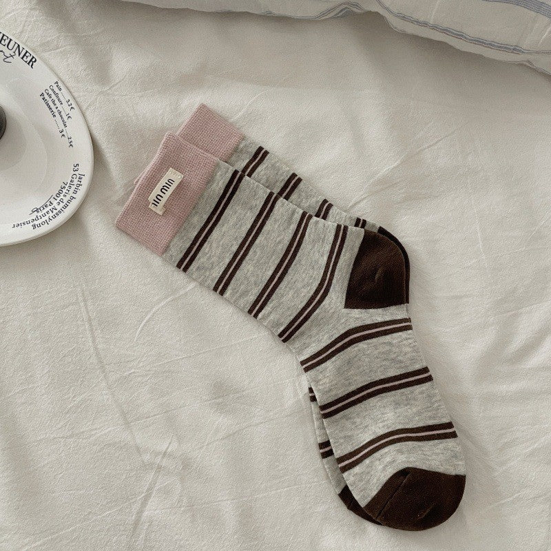 Cute Striped Mini Pompom Soft Crew Socks 6W8FSO670