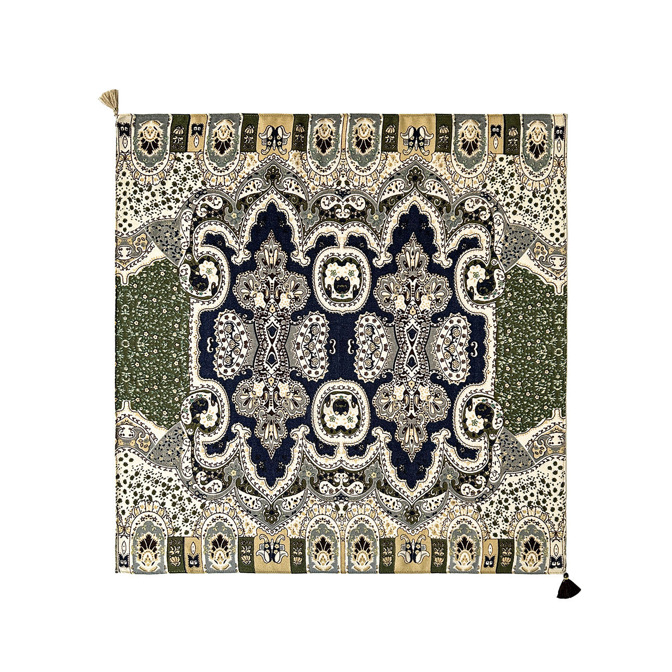 Retro Paisley Tassel Square Scarf MK2BK6W6HHS30