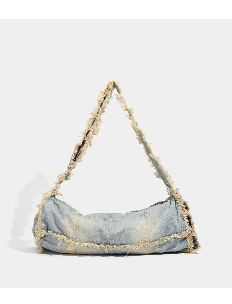 Large Capacity Washed Distressed Shoulder Bags 6W10BBG1341
