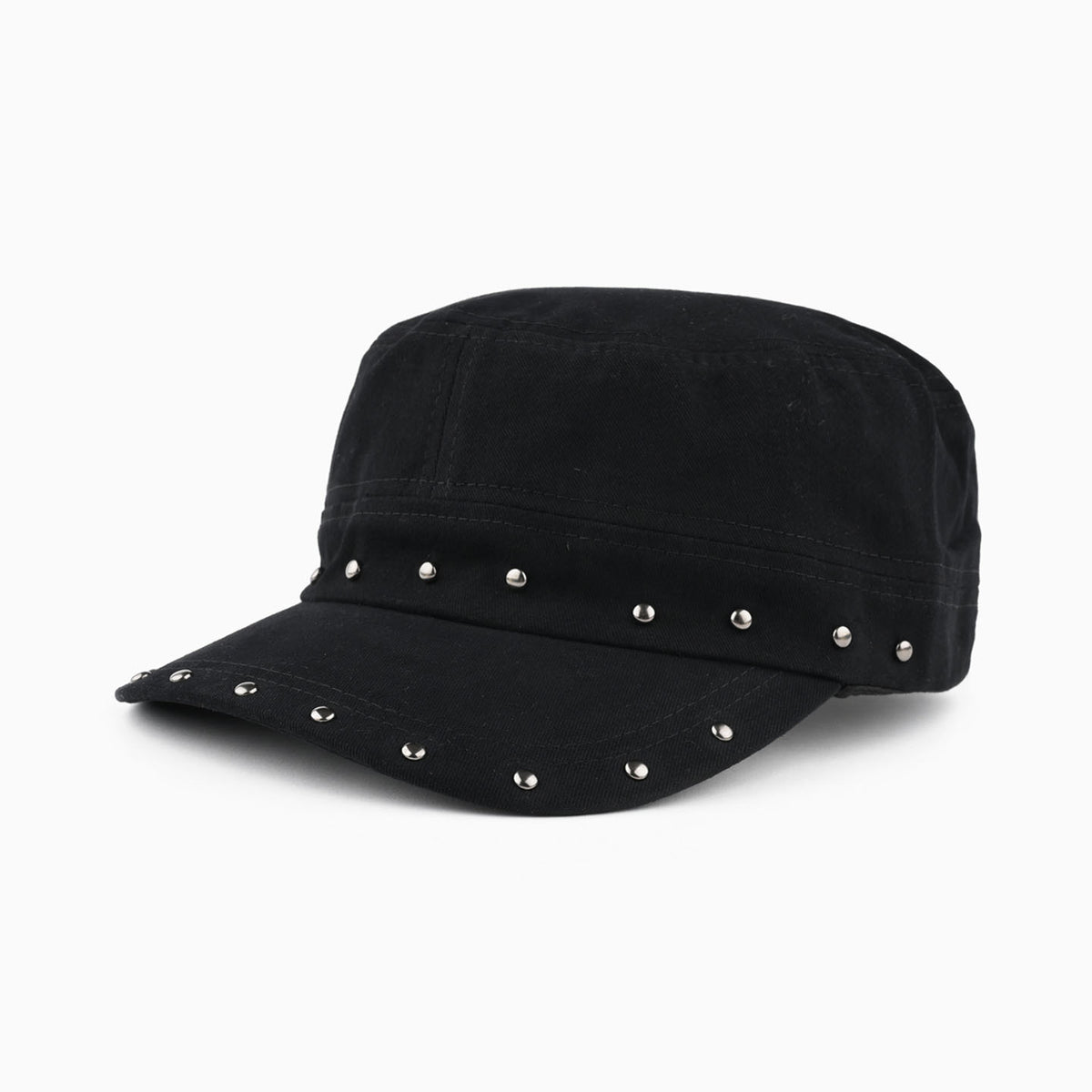Retro Rivet Studded Flat-Top Baseball Cap 6W6HAT778