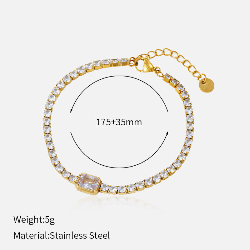 Minimalist Rhinestone Gold Plated Chain Bracelet 6W6JBR514