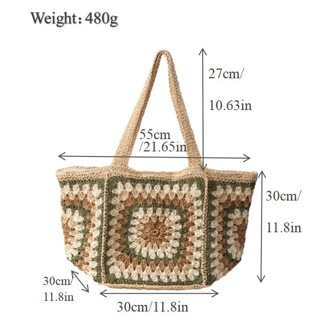 Boho Crochet Tote Bag - DippedShop Wholesale - #3619