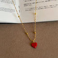 Sweet Red Heart Pendant Chain Necklace 6W6JNC428