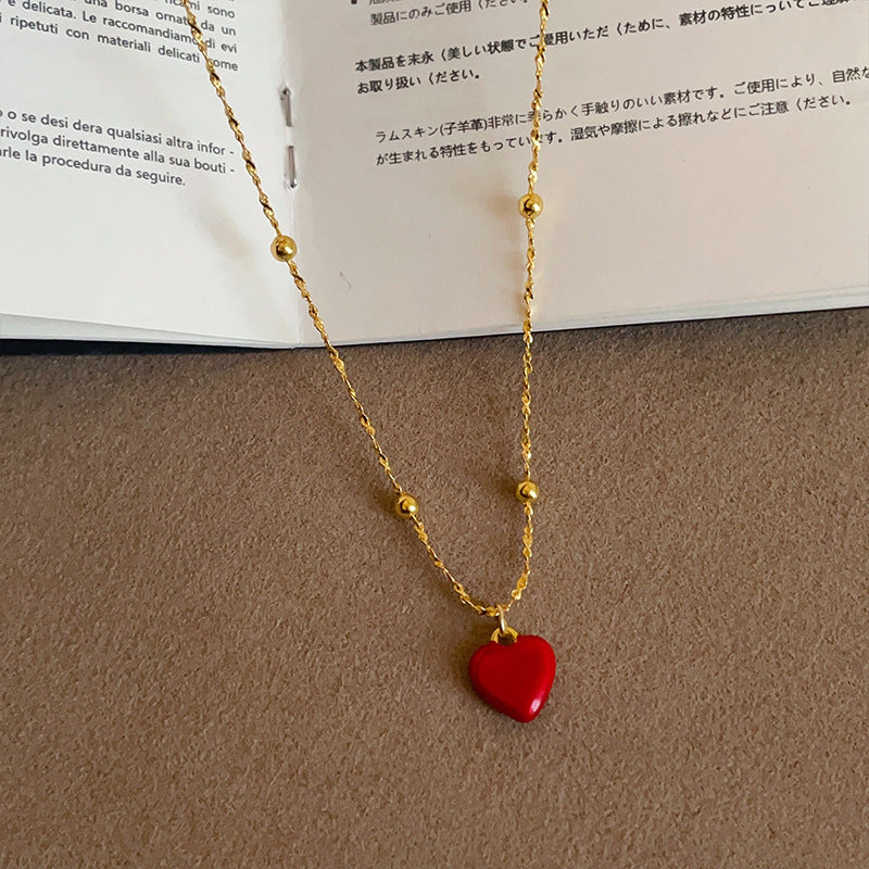 Sweet Red Heart Pendant Chain Necklace 6W6JNC428
