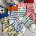 Stripe Color Block Simple Cotton Socks 6W8FSO654