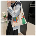 Cartoon Color Block Knit Bag - DippedShop Wholesale - #2435