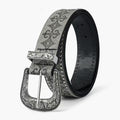 Fashion Floral Embossed Studded Leather Belt MK2LEEP6W6JBT37