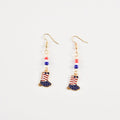 Vintage USA Flag Boot Pendant Beaded Dangle Earring 8ZA6JER190L