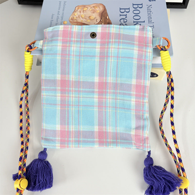Simple Color Block Plaid Tassel - DippedShop Wholesale - #0643