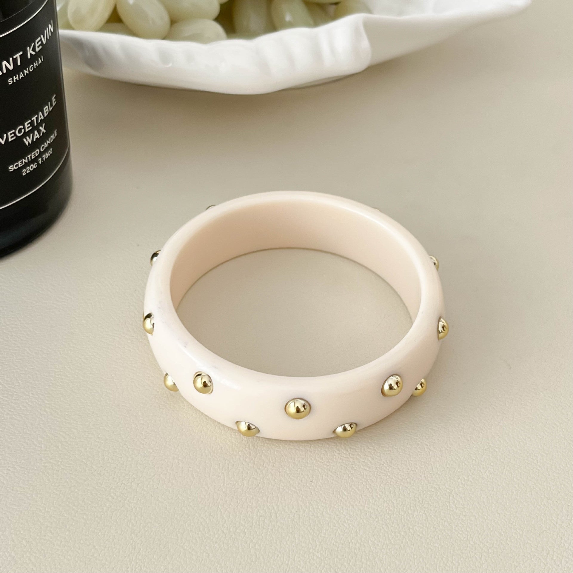 Punk Style Round Rivet Wide Ba - DippedShop Wholesale - #7491