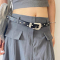 Vintage Chunky Buckle Star Leather Waist Belt 6W6JBT144