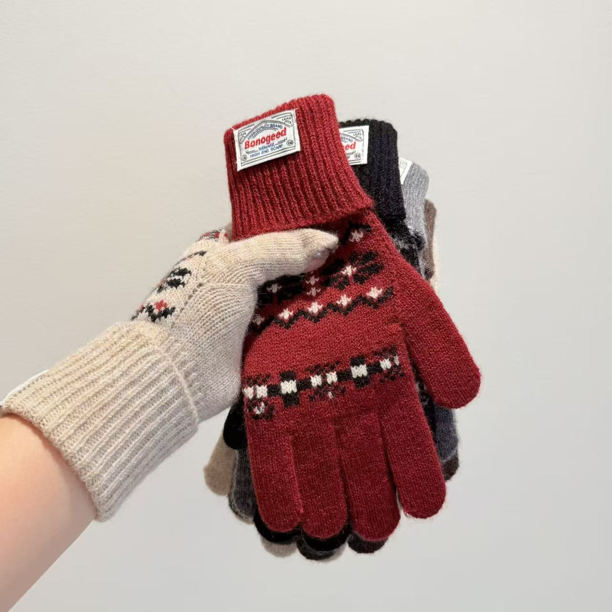 Vintage Christmas Snowflake Touchscreen Knit Gloves 6W6GLO106
