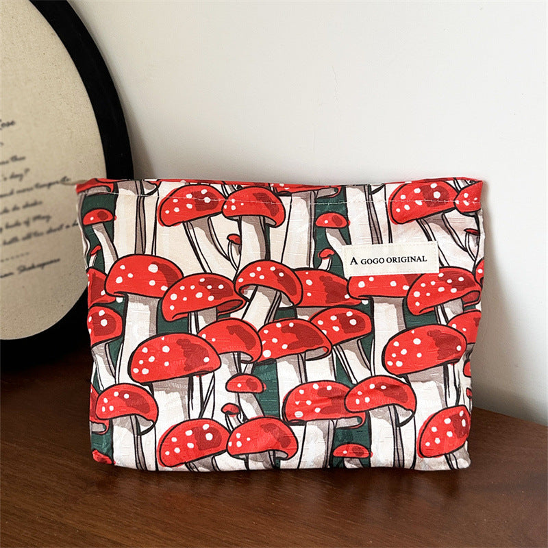 Vintage Mushroom Print Large Capacity Makeup Bag MK2BW6S10BOB66