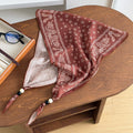 Trendy Floral Print Beaded Decor Silk Scarf 6W6NSI204