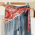 Color Block Cashew Print Tassel Hip Cover 6W6NSI201