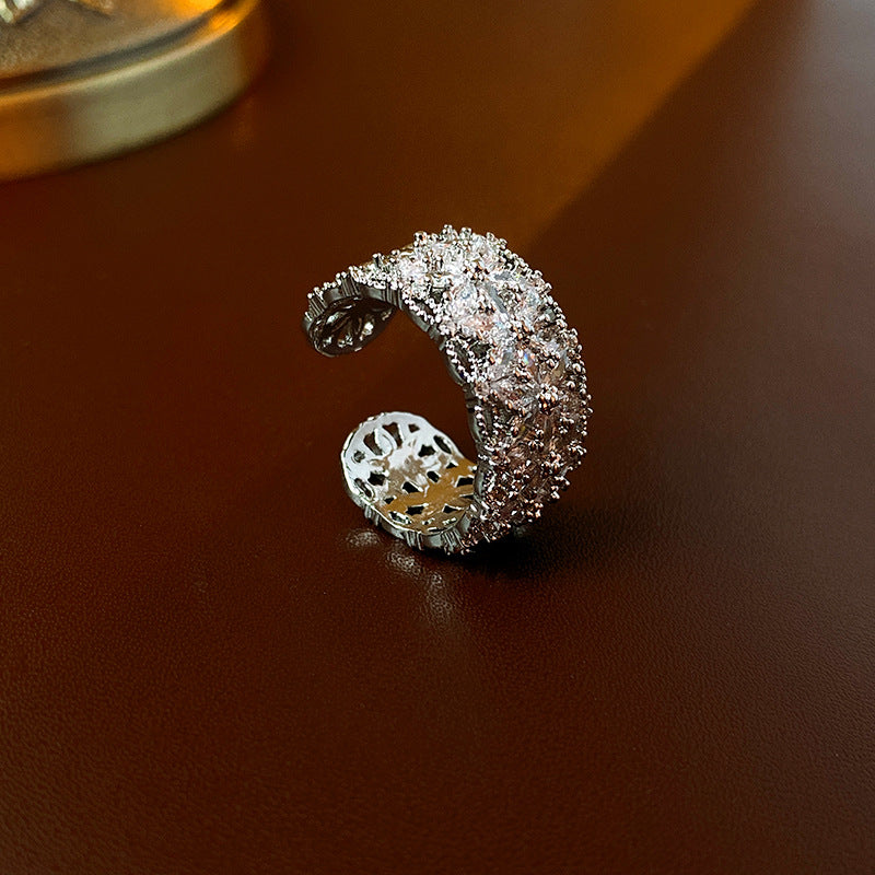 Sparkly Cubic Zirconia Hollow Out Open Ring 6W6JRG367