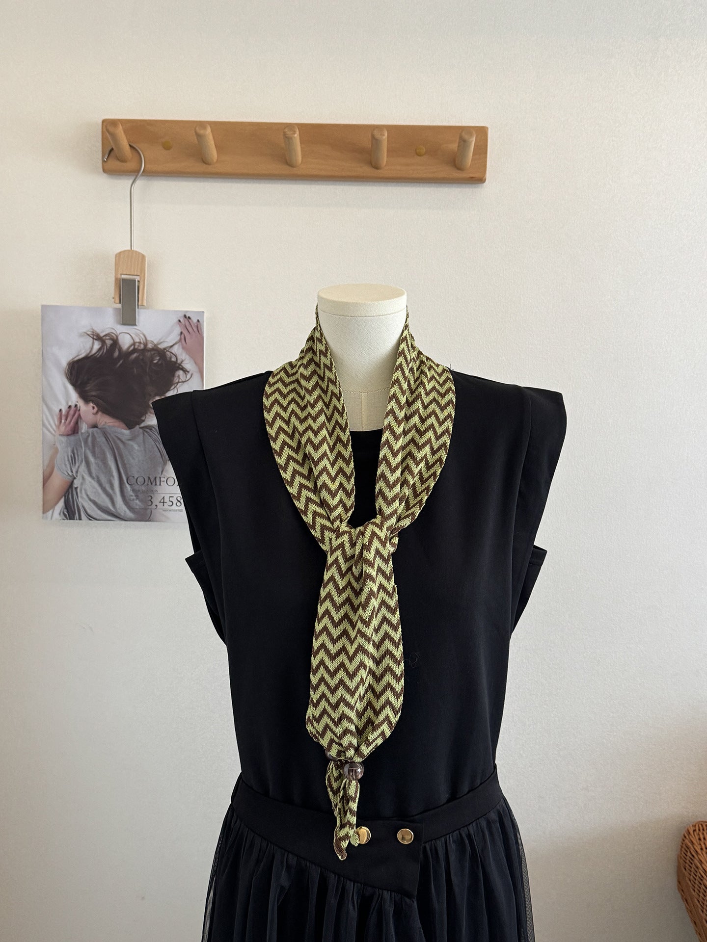 Vintgae Color Block Wave Striped Knit Scarf 6W6NSC97