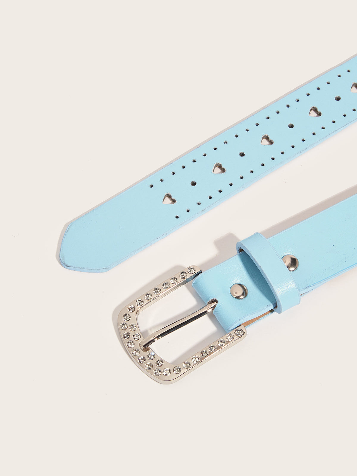 Fashion Hollow Out Heart Rhinestone Buckle Belt 6W6JBT226