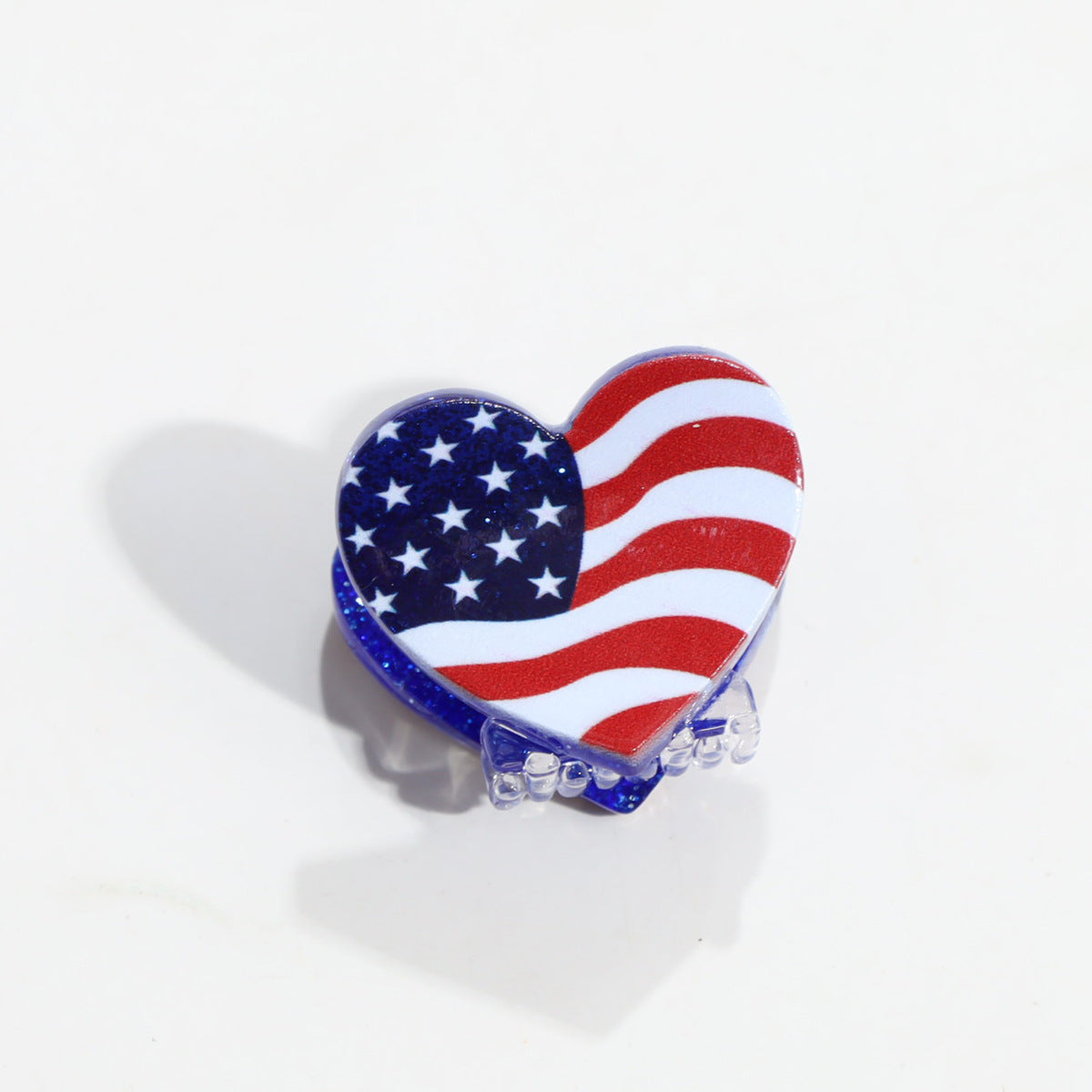 Stylish USA Flag Love Shape Nonslip Hair Clip 8AS6HCP58T