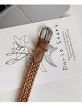 Casual Braided Woven Skinny Leather Belt 6W6JBT162