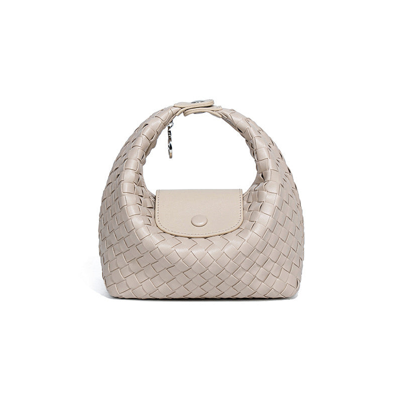 Casual Solid Color Woven Dumpling Handbag 6W10BBG1391