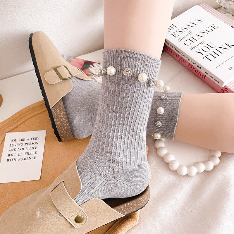 Rhinestone Pearl Socks - DippedShop Wholesale - #1763