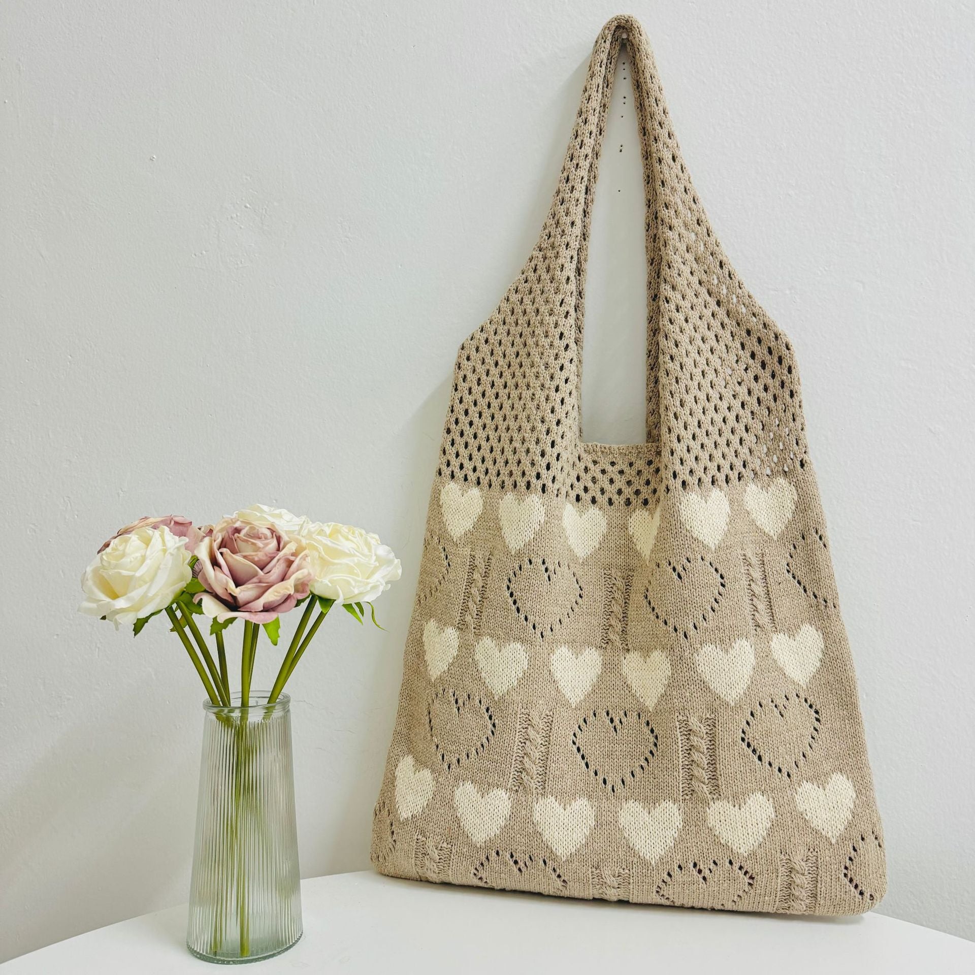 Love Pattern Knit Tote - DippedShop Wholesale - #8819