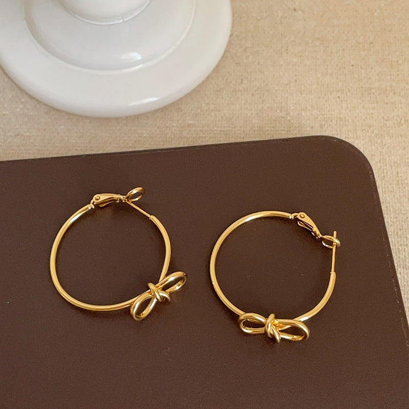 Bowknot Twisted Hoop Earrings - DippedShop Wholesale - #0819