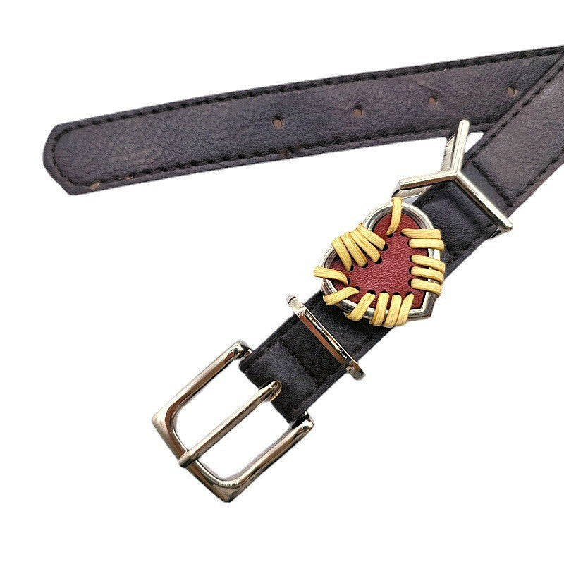 Red Love Distressed Letter Casual Belt DPWB0329