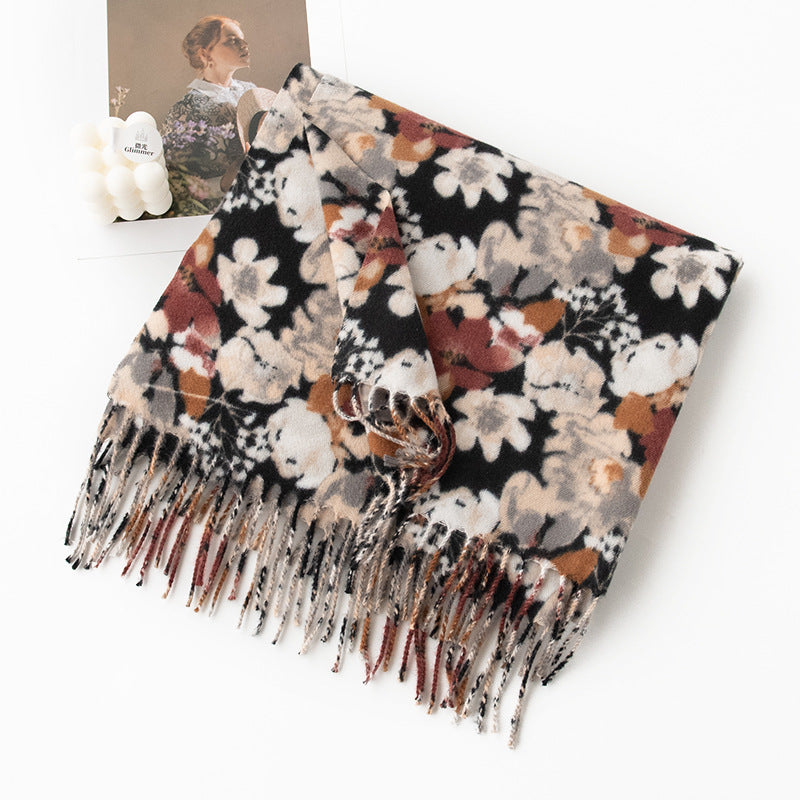 Floral Tassel Scarf - DippedShop Wholesale - #8883