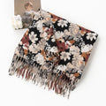 Vintage Floral Print Tassel Imitation Cashmere Scarf 6W6NSW288
