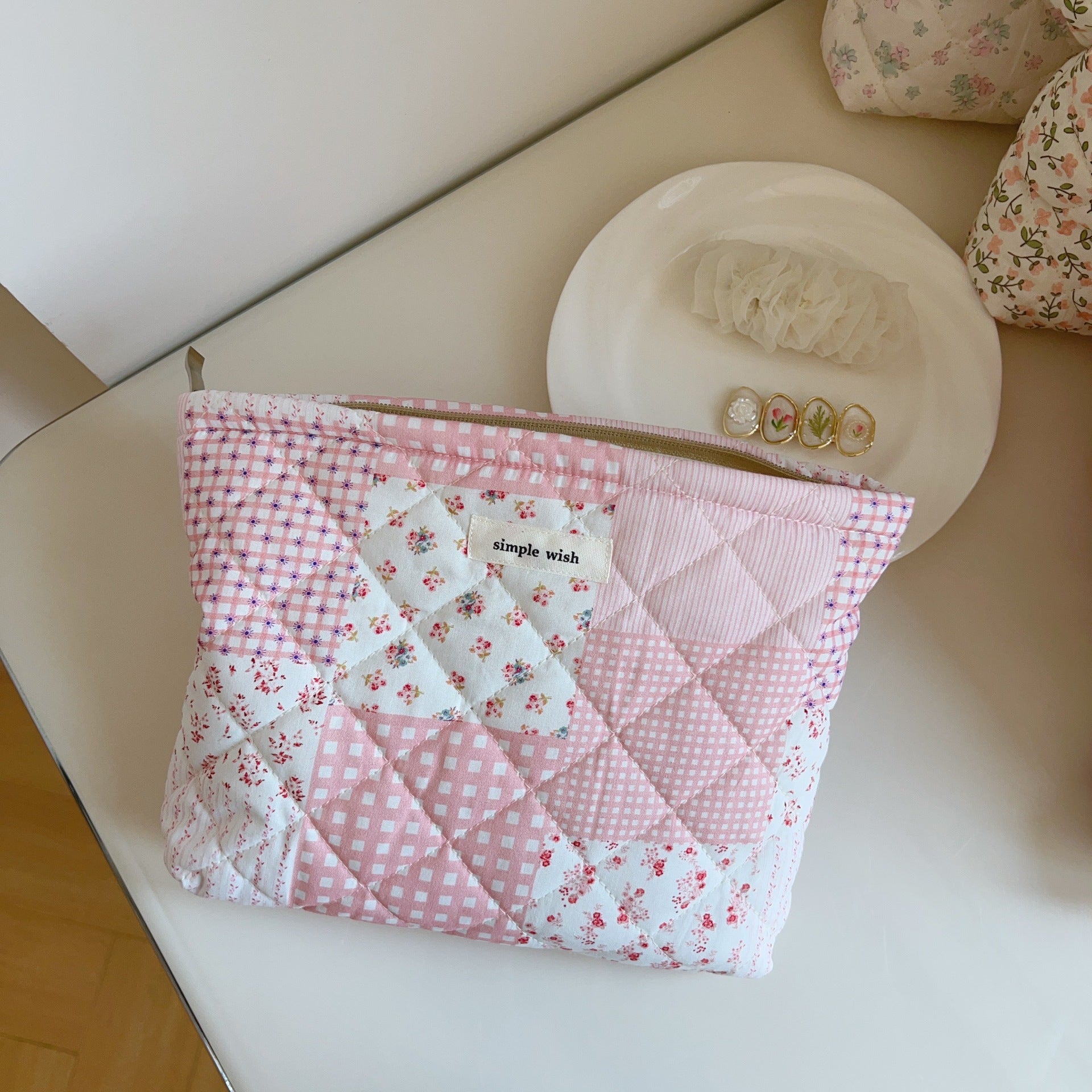 Floral Cotton Makeup Bag - DippedShop Wholesale - #6387