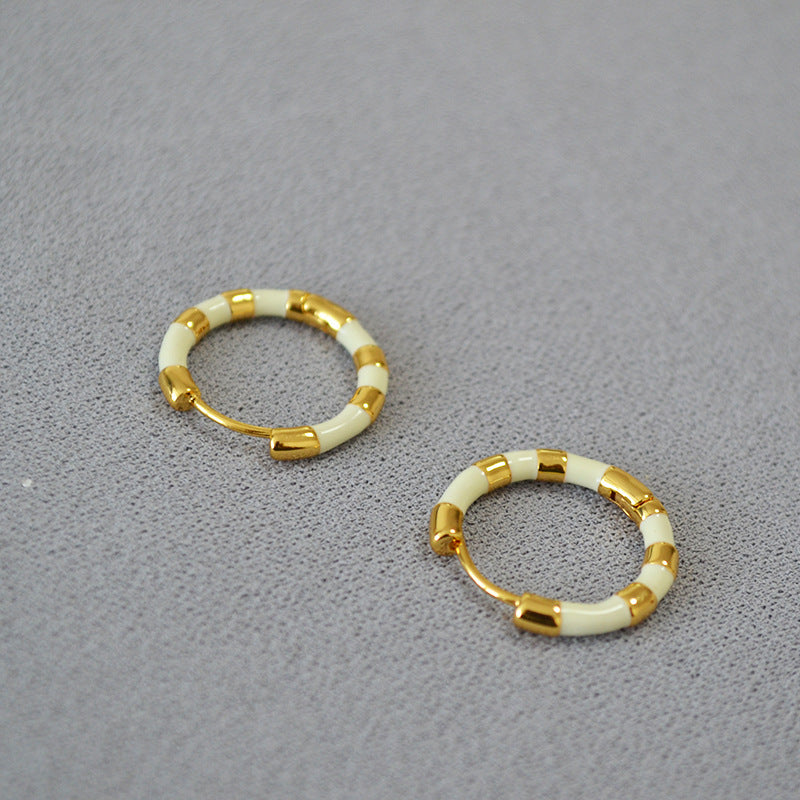 Simple Colourful Gold Plated Enamel Hoop Earrings DPJE1291