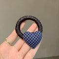 Cute Plaid Heart Elastic Ponytail Holder Hair Tie 6W6HSR461
