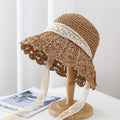 Hollow Lace Straw Bucket Hat - DippedShop Wholesale - #4179