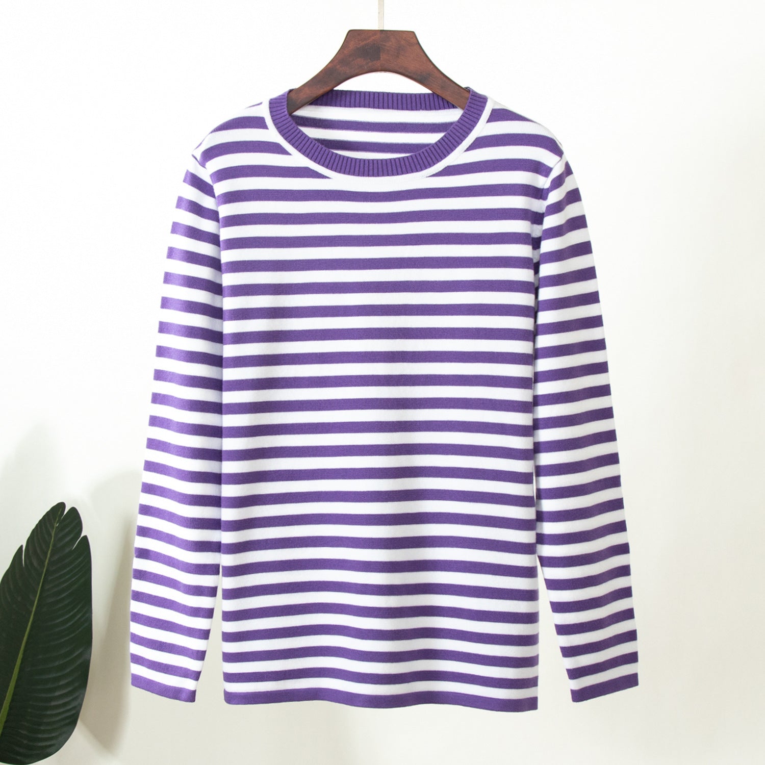 Round Collar Stripe Sweater - DippedShop Wholesale - #9091