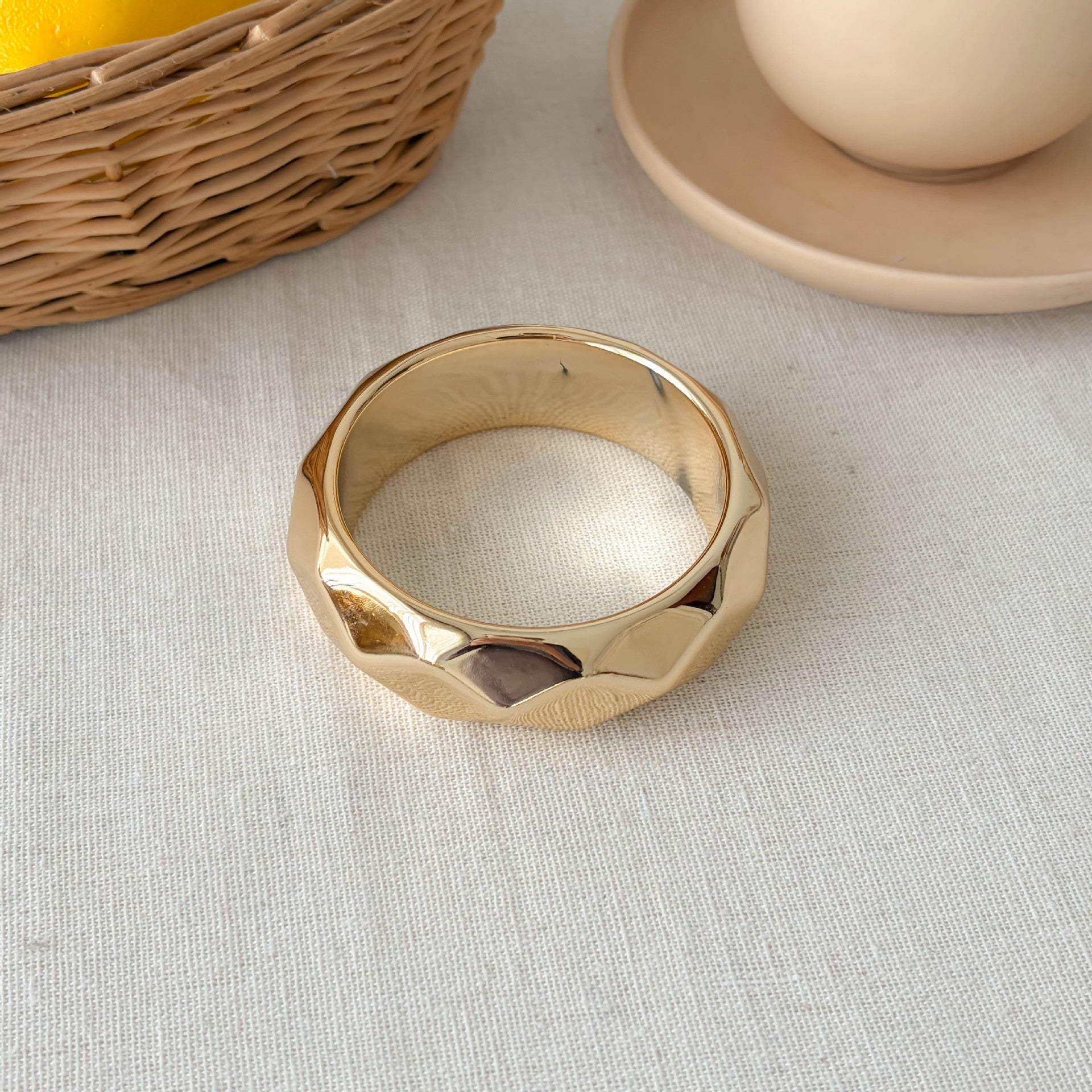 Chunky Gold Plated Irregular Statement Open Bracelet 6W6JBR582