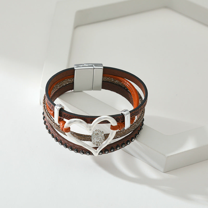 Hollow Out Love Zircon Layered Bracelets DP25B599