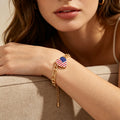 Retro Gold Plated USA Flag Chain Bracelet 8ZA6JBR304L