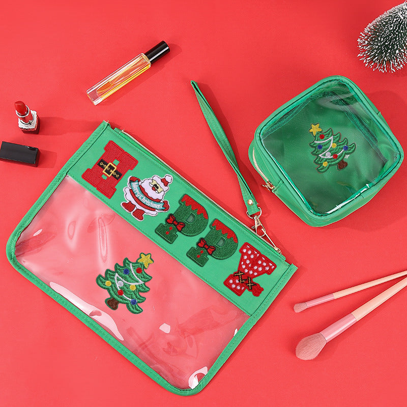 Christmas Letter Embroidery Clear PVC Makeup Bag 6W10BOB1343