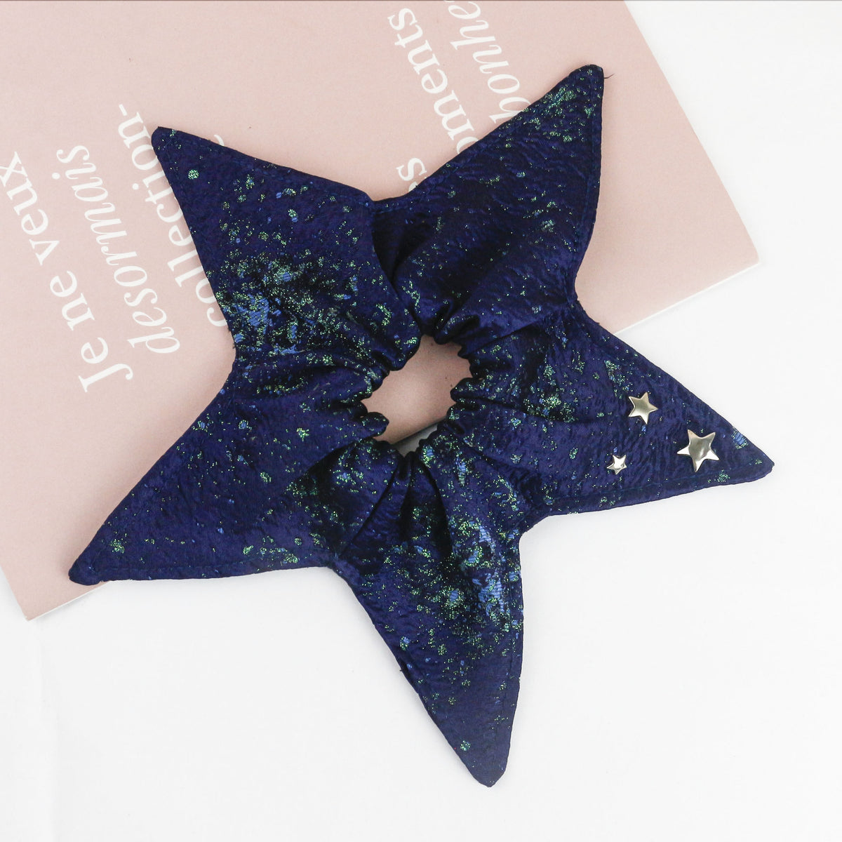 Stylish Starry Denim Blue Print Star Scrunchies 6W6HSR492