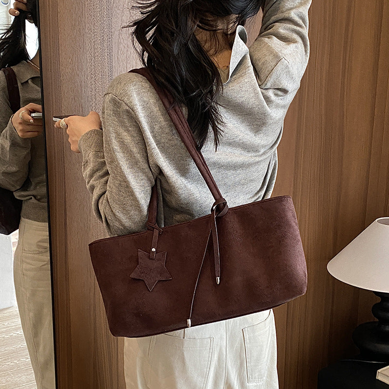 Simple Solid Color Suede Shoulder Bag 6W10BBG1871