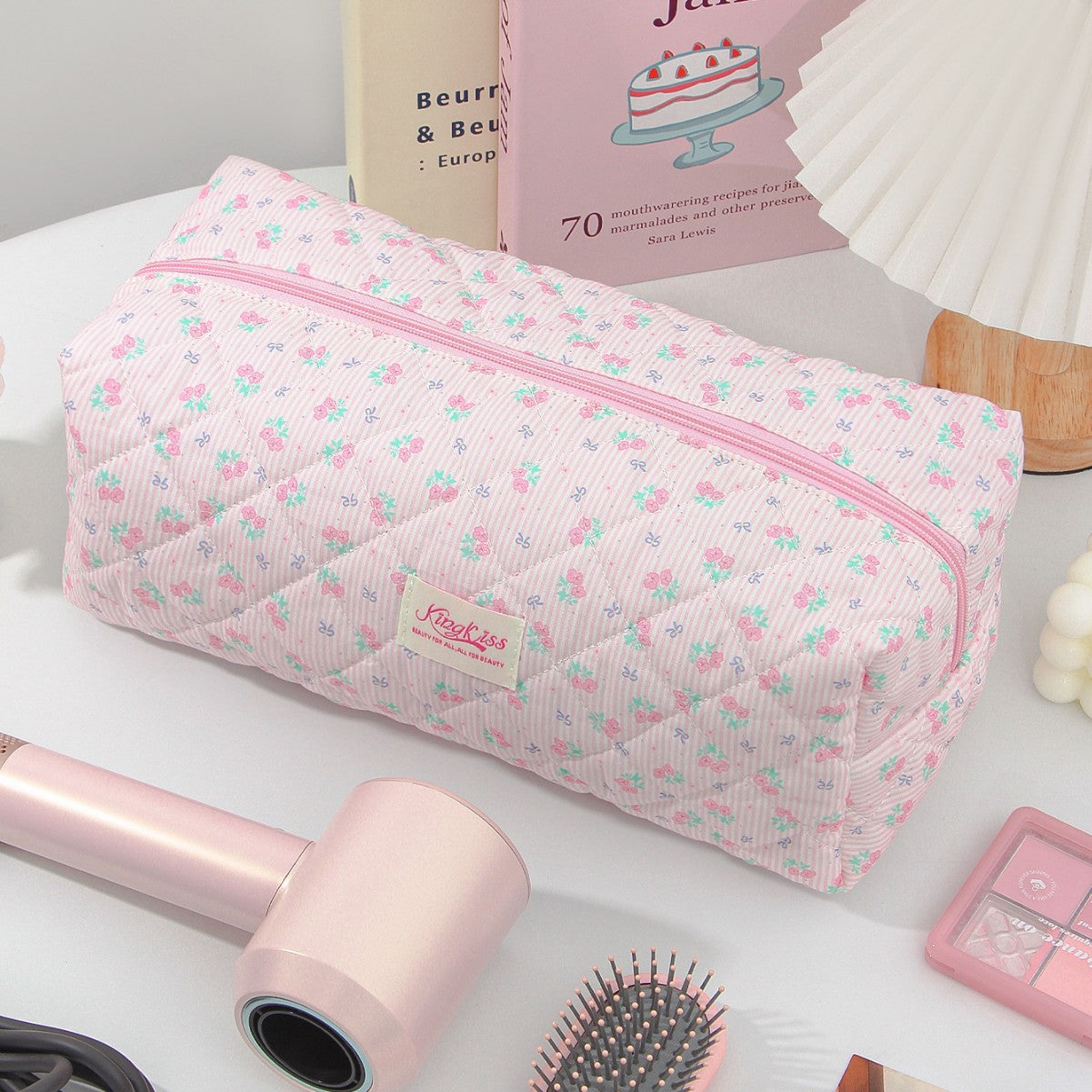 Quilted Floral Cosmetic Bag - DippedShop Wholesale - #8915