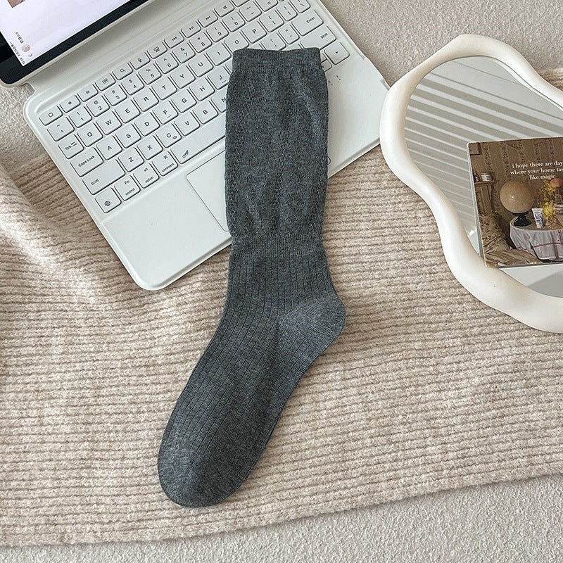 Simple Hollow Out Slouchy Crew Socks 6W8FSO814
