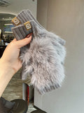 Leopard Faux Fur Fingerless Gloves - DippedShop Wholesale - #6275