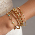 Stylish Gold Plated Heart Rhinestones Bracelets Set 6W6JBR493