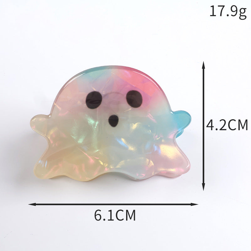 Funny Halloween Ghost Pumpkin Hair Claw 6W6HCP1318