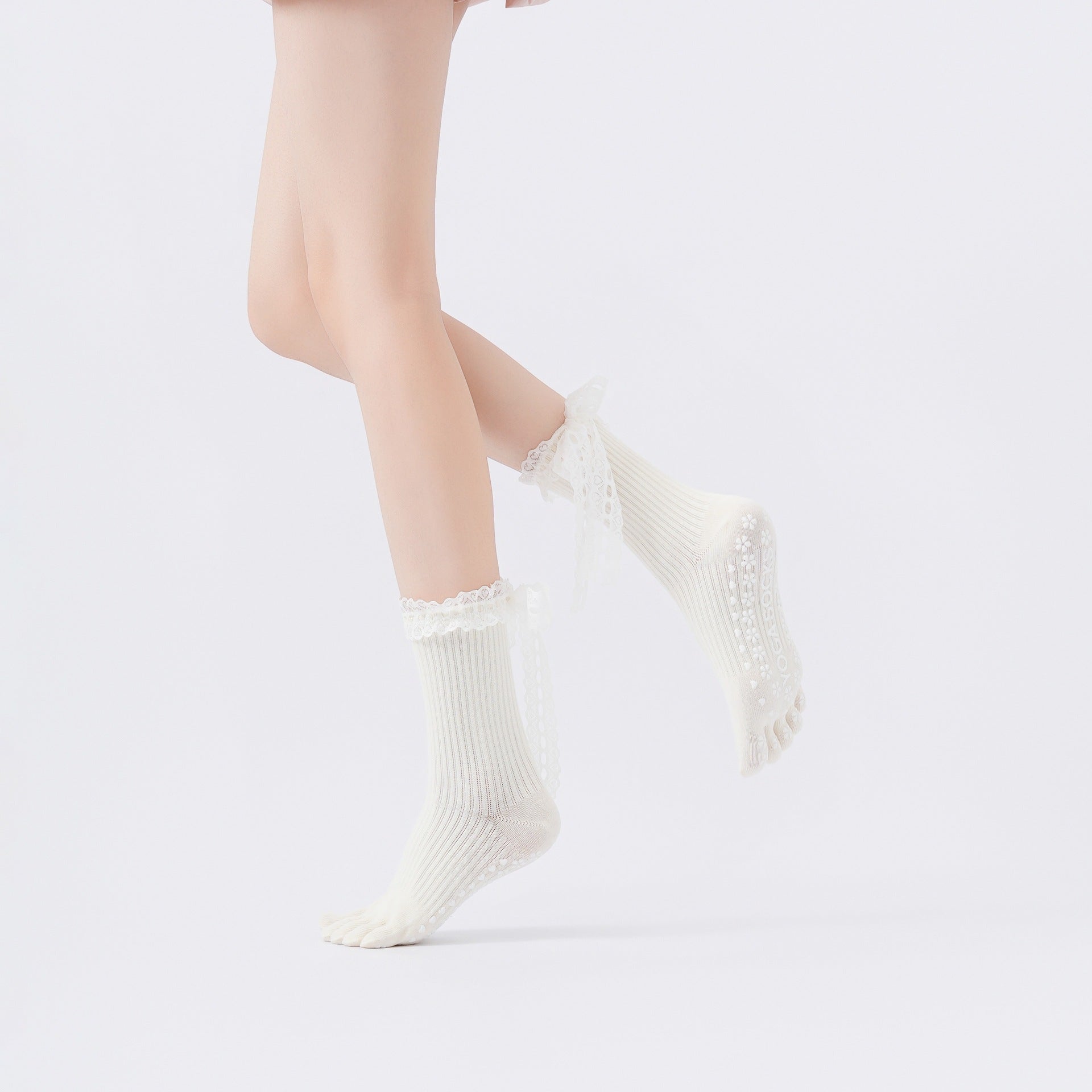 Sweet Lace Trim Non Slip Toe Yoga Socks 6W8FSO764
