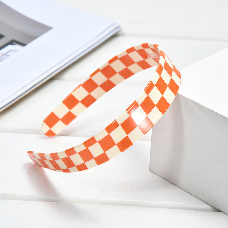 Minimalist Color Block Plaid Pattern Acetate Headband MK2PIM6W6HBD64